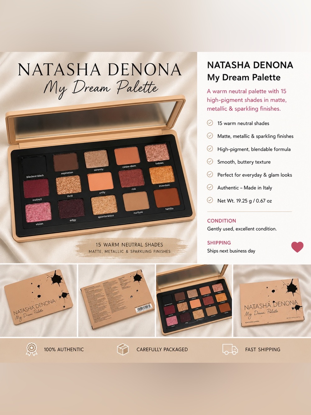 NEW Natasha Denona My Dream Eyeshadow Palette 15 Shades Authentic w/ Box